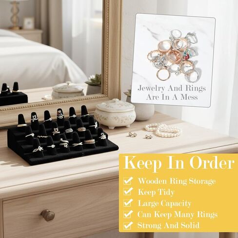 2PCS Velvet Ring Display Stand, 18 Holders Ring Display Stand Organizer for Jewelry Storage Drawer in Saudi Arabia