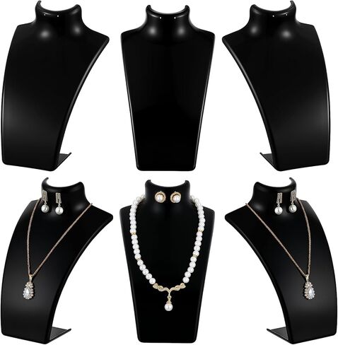 6 Pcs Acrylic Necklace Display for Vendors, Jewelry Bust Stand Holder, 7.87 x 5.12 x 2.36 Inch Jewelry Display Mannequin for Earrings Necklace, Retail Store & Trade Shows(Black) in Saudi Arabia