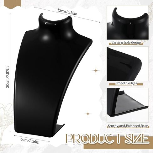 6 Pcs Acrylic Necklace Display for Vendors, Jewelry Bust Stand Holder, 7.87 x 5.12 x 2.36 Inch Jewelry Display Mannequin for Earrings Necklace, Retail Store & Trade Shows(Black) in Saudi Arabia
