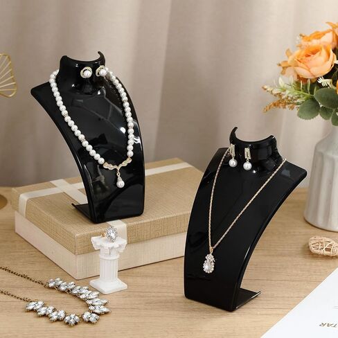 6 Pcs Acrylic Necklace Display for Vendors, Jewelry Bust Stand Holder, 7.87 x 5.12 x 2.36 Inch Jewelry Display Mannequin for Earrings Necklace, Retail Store & Trade Shows(Black) in Saudi Arabia