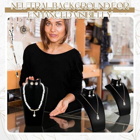 6 Pcs Acrylic Necklace Display for Vendors, Jewelry Bust Stand Holder, 7.87 x 5.12 x 2.36 Inch Jewelry Display Mannequin for Earrings Necklace, Retail Store & Trade Shows(Black) in Saudi Arabia