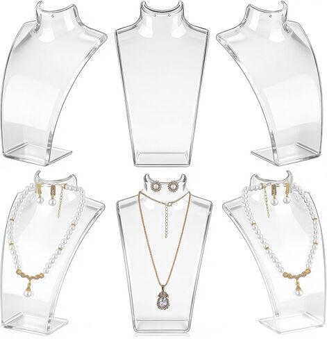 6 Pcs Acrylic Necklace Display for Vendors, Jewelry Bust Stand Holder, 7.87 x 5.12 x 2.36 Inch Jewelry Display Mannequin for Earrings Necklace, Retail Store & Trade Shows(Black) in Saudi Arabia