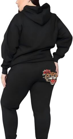 Womens 2 Piece Outfits Sets Sweatsuit Fashion Print Hoodies With Sweatpants Oversized Tracksuit For Women in Saudi Arabia
