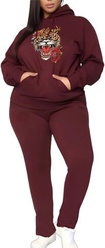 Womens 2 Piece Outfits Sets Sweatsuit Fashion Print Hoodies With Sweatpants Oversized Tracksuit For Women in Saudi Arabia