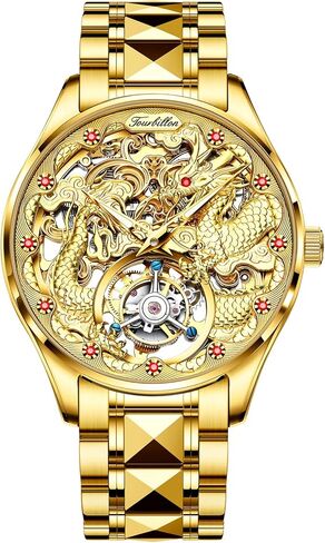 ساعات يد رجالي من OUPINKE Dragon Skeleton، فستان فاخر، أوتوماتيكي ذاتي اللف، ميكانيكية من الياقوت والكريستال الماسي مقاومة للماء، ساعات من الفولاذ التنجستن المضيء in Saudi Arabia