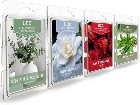 UCC Wax Melts with Strong Fragrance, Long Lasting Premium Plant Based Natural Soy Scented Melts Cubes, Wax Melts Tarts, Colored Wax Melt - 4 Pack in Saudi Arabia