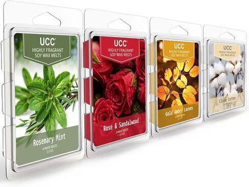 UCC Wax Melts with Strong Fragrance, Long Lasting Premium Plant Based Natural Soy Scented Melts Cubes, Wax Melts Tarts, Colored Wax Melt - 4 Pack in Kuwait