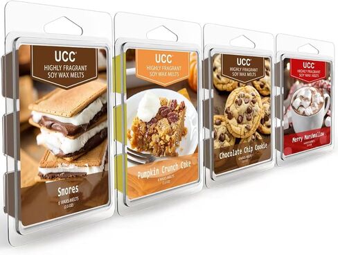 UCC Wax Melts with Strong Fragrance, Long Lasting Premium Plant Based Natural Soy Scented Melts Cubes, Wax Melts Tarts, Colored Wax Melt - 4 Pack in Saudi Arabia