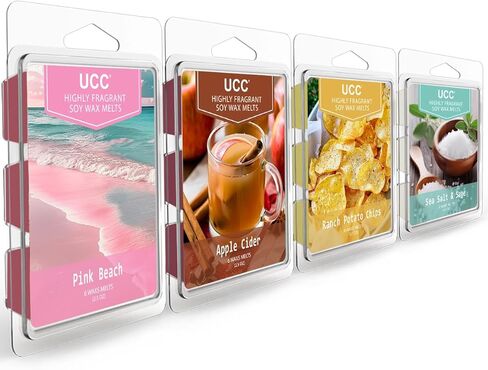 UCC Wax Melts with Strong Fragrance, Long Lasting Premium Plant Based Natural Soy Scented Melts Cubes, Wax Melts Tarts, Colored Wax Melt - 4 Pack in Saudi Arabia