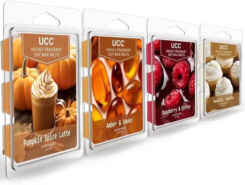 UCC Wax Melts with Strong Fragrance, Long Lasting Premium Plant Based Natural Soy Scented Melts Cubes, Wax Melts Tarts, Colored Wax Melt - 4 Pack in Saudi Arabia