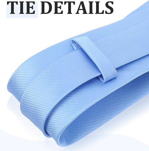 Blue Ties for Men, Light Blue Ties Satin 3.15 Inch Solid Color Necktie, Business & Wedding Tie, Classic Formal Skinny Tie for Men, Elegant Grayblue Neckwear in Kuwait