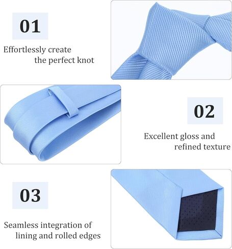 Blue Ties for Men, Light Blue Ties Satin 3.15 Inch Solid Color Necktie, Business & Wedding Tie, Classic Formal Skinny Tie for Men, Elegant Grayblue Neckwear in Kuwait