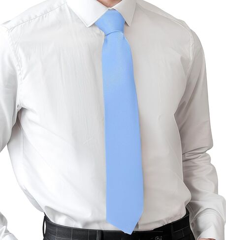 Blue Ties for Men, Light Blue Ties Satin 3.15 Inch Solid Color Necktie, Business & Wedding Tie, Classic Formal Skinny Tie for Men, Elegant Grayblue Neckwear in Kuwait