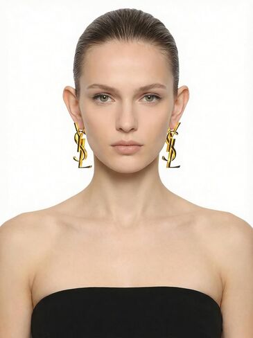 أقراط BUENAVO الذهبية المتأرجحة، تصميم الحروف الفاخرة وقلادة مستطيلة ثلاثية الأبعاد، مجوهرات نسائية عصرية in Kuwait