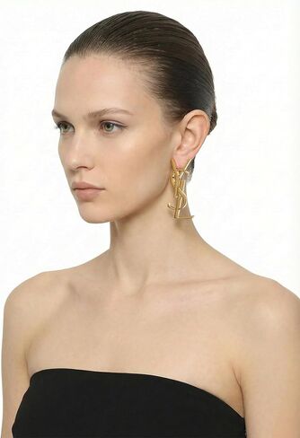 أقراط BUENAVO الذهبية المتأرجحة، تصميم الحروف الفاخرة وقلادة مستطيلة ثلاثية الأبعاد، مجوهرات نسائية عصرية in Kuwait