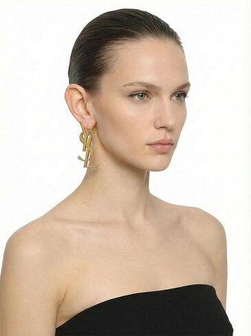 أقراط BUENAVO الذهبية المتأرجحة، تصميم الحروف الفاخرة وقلادة مستطيلة ثلاثية الأبعاد، مجوهرات نسائية عصرية in Kuwait