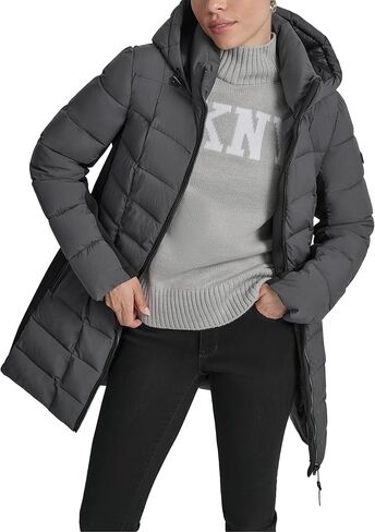 DKNY womens Lightweight Puffer Jacket With Neoprene Side Panels – Insulated, Sleek Fit Outerwear in Saudi Arabia