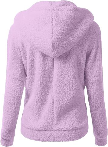 Fuzzy Fleece Jacket Women with Hood Pockets Sherpa Soft Warm Winter Jackets Zip Up Lightweight Comfort Causal Hoodies Coats in Saudi Arabia