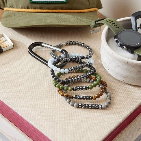 Little Words Project Strength Bracelet, The Original Word Bracelet, Made with Matte Black Jet Stones and Plated Brass Hardware, Handcrafted Design & Positive Message in Saudi Arabia