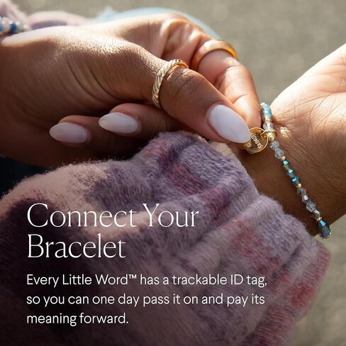 Little Words Project Strength Bracelet, The Original Word Bracelet, Made with Matte Black Jet Stones and Plated Brass Hardware, Handcrafted Design & Positive Message in Saudi Arabia