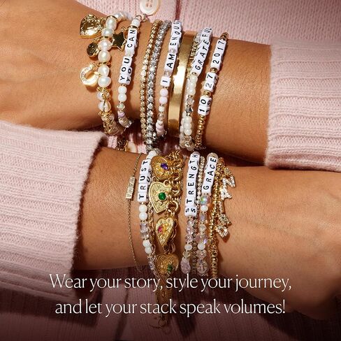 Little Words Project Strength Bracelet, The Original Word Bracelet, Made with Matte Black Jet Stones and Plated Brass Hardware, Handcrafted Design & Positive Message in Saudi Arabia