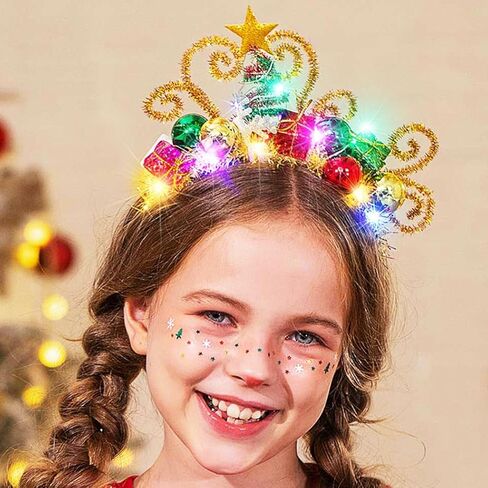 عصابة رأس مضيئة لعيد الميلاد من GORTIN، عصابة رأس LED لعيد الميلاد، عصابة شعر متوهجة، إكسسوارات شعر لعطلات عيد الميلاد للنساء in Saudi Arabia