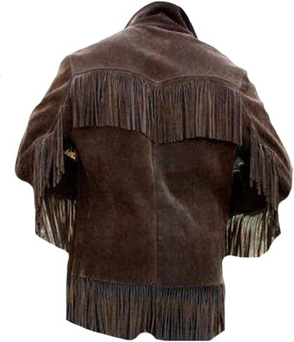 Classyak Men's Western Cowboy Suede Jacket Suede Brown in Saudi Arabia