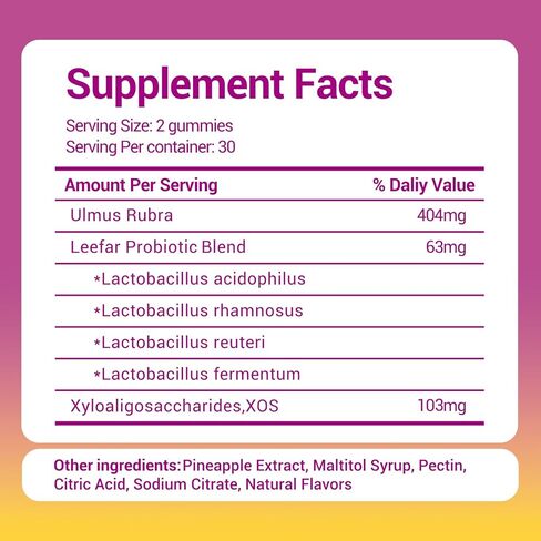 Her Juicy Women's Probiotic Gummies: Supports Women’s Wellness & pH Balance, Clean Vegan, Pineapple Flavor, Prebiotics & Lactobacillus Blend, with Slippery Elm, Gut Health & Immune Defense, 60 Gummies in Saudi Arabia
