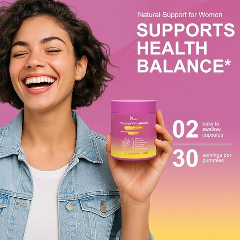 Her Juicy Women's Probiotic Gummies: Supports Women’s Wellness & pH Balance, Clean Vegan, Pineapple Flavor, Prebiotics & Lactobacillus Blend, with Slippery Elm, Gut Health & Immune Defense, 60 Gummies in Saudi Arabia
