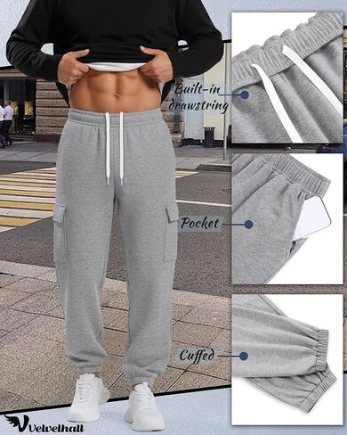 3 Pack Men's Cargo Sweatpants Baggy Joggers Casual Drawstring Pants Lightweight Workout Tapered with Pockets in Saudi Arabia