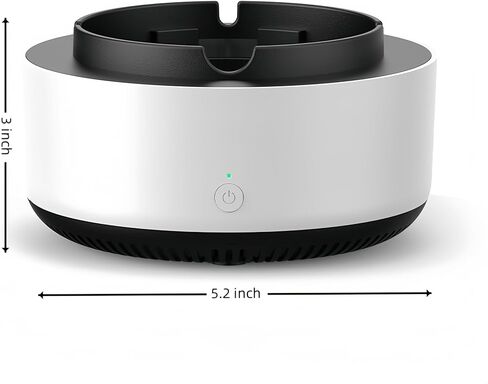 Smart Ashtray with Air Purification, 5.2 x 3 in Round Plastic 360° Wind Circulation Ashtray Removes Secondhand Smoke, Battery-Powered (2xAA Batteries Not Included) Perfect for Home & Gifts in Saudi Arabia