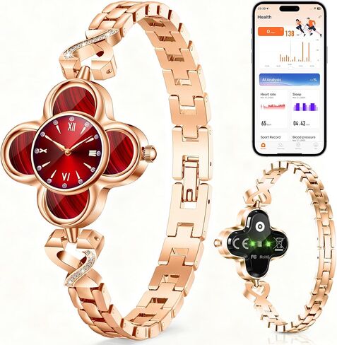 Gold Watches for Women, Luxury Casual Fashion Women's Wrist Watches with Smart Notifications, 24/7 Blood Pressure/Sleep/Heart Rate/Sport Monitor, IP68 Waterproof Women Smart Watch with Free APP in Saudi Arabia