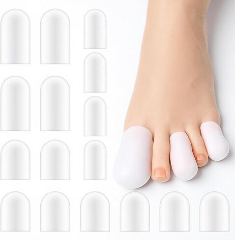 16 PCS Silicone Toe Sleeves Toe Protector Gel Toes Caps for Pain Relief Cushion Pads for Corns, Calluses, Blisters, Toenails Loss, Clear 4L+8M+4S in Saudi Arabia