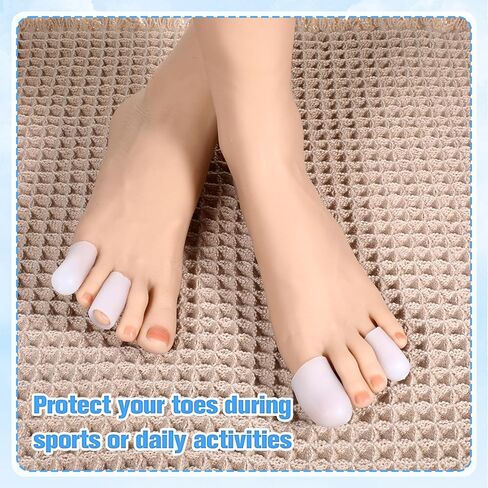 16 PCS Silicone Toe Sleeves Toe Protector Gel Toes Caps for Pain Relief Cushion Pads for Corns, Calluses, Blisters, Toenails Loss, Clear 4L+8M+4S in Saudi Arabia