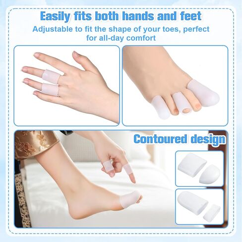 16 PCS Silicone Toe Sleeves Toe Protector Gel Toes Caps for Pain Relief Cushion Pads for Corns, Calluses, Blisters, Toenails Loss, Clear 4L+8M+4S in Saudi Arabia