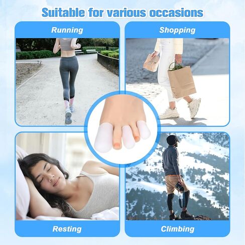 16 PCS Silicone Toe Sleeves Toe Protector Gel Toes Caps for Pain Relief Cushion Pads for Corns, Calluses, Blisters, Toenails Loss, Clear 4L+8M+4S in Saudi Arabia