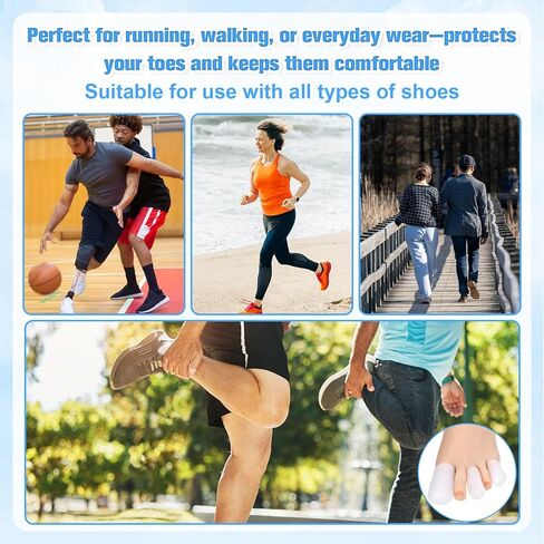 16 PCS Silicone Toe Sleeves Toe Protector Gel Toes Caps for Pain Relief Cushion Pads for Corns, Calluses, Blisters, Toenails Loss, Clear 4L+8M+4S in Saudi Arabia