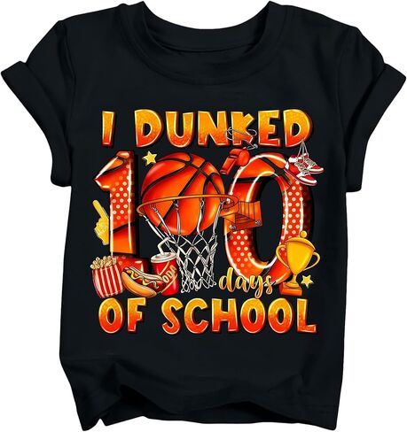 قميص للأولاد والبنات 100 يوم من المدرسة تي شيرت للأطفال Happy 100th Day of School تي شيرت للأطفال الصغار برسومات تي شيرت 2026 (3T-10T) in Saudi Arabia
