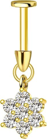 cocharm 16g زهرة الغضروف القرط العمودي الحلزون ثقب المجوهرات، شقة الظهر ثقب مسمار للغضروف، تصميم استرخى، الذهب والفضة لهجة الفص اللولب القرط مسمار in Kuwait
