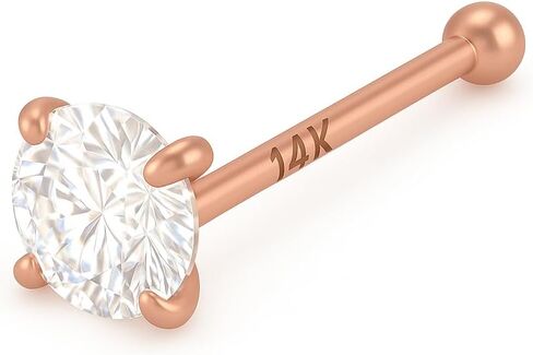 ثقب الأنف من الذهب عيار 14 قيراط، ألماس أصلي 2.5 مم، طول 1/4 بوصة، حلقة أنف من الذهب الصلب مقاس 22 in Kuwait