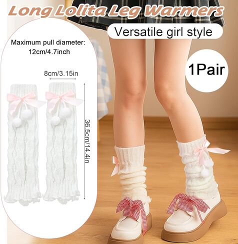 Leg Warmers Y2k, Kawaii Lolita Clothes Comfortable White Leg Warmers for Women Girls Thigh High Legs for 80s Party Winter Daily Wear Shopping Date in Saudi Arabia