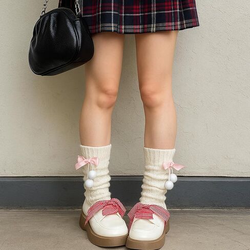 Leg Warmers Y2k, Kawaii Lolita Clothes Comfortable White Leg Warmers for Women Girls Thigh High Legs for 80s Party Winter Daily Wear Shopping Date in Saudi Arabia