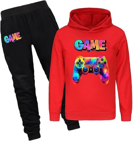 Boys Girls Game Pullover Hoodie and Pants Outfits Set Kids Youth Gaming Sweatshirt Sweatpants 2 Piece Tracksuit in Saudi Arabia