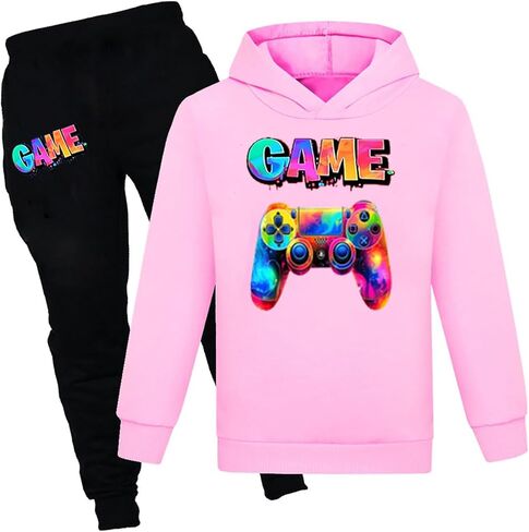 Boys Girls Game Pullover Hoodie and Pants Outfits Set Kids Youth Gaming Sweatshirt Sweatpants 2 Piece Tracksuit in Saudi Arabia
