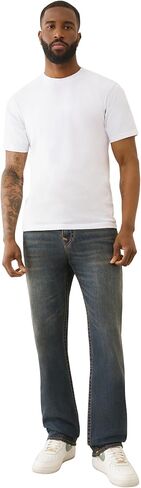 بنطال جينز ريكي فلاب فلاتلوك للرجال من True Religion - مصنوع من قماش الدنيم المطاطي ذو المقاس المستقيم مع جيوب ذات قلاب مميزة in Kuwait