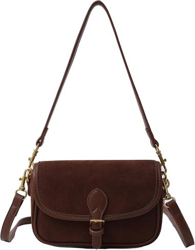 Suede Crossbody Bags for Women Small Suede Purse Retro Shoulder Bag Handbag with Two Straps in Saudi Arabia