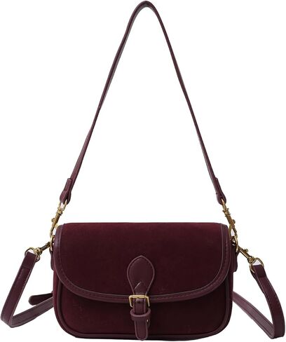 Suede Crossbody Bags for Women Small Suede Purse Retro Shoulder Bag Handbag with Two Straps in Saudi Arabia