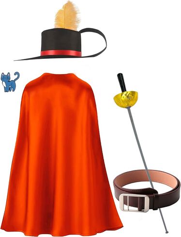 Kids Puss Costume for Boys Girls Spanish Playful Hero Cat Outfit Halloween Cosplay Dress Up Party 4-12y in Saudi Arabia