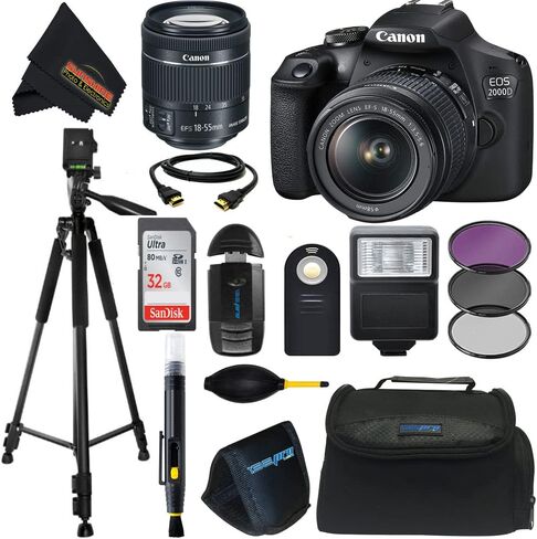 Canon EOS 2000D (Rebel T7) DSLR Camera wCanon EF-S 18-55mm F3.5-5.6 III Lens and Sunshine Photo Professional Accessories Bundle (Renewed) in Saudi Arabia