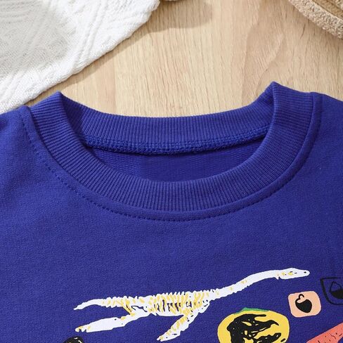 Boys' Paleontologist Dinosaur Graphic Sweatshirt, Long Sleeve Crewneck Pullover with Science Theme Print for 3-8 Years in Saudi Arabia
